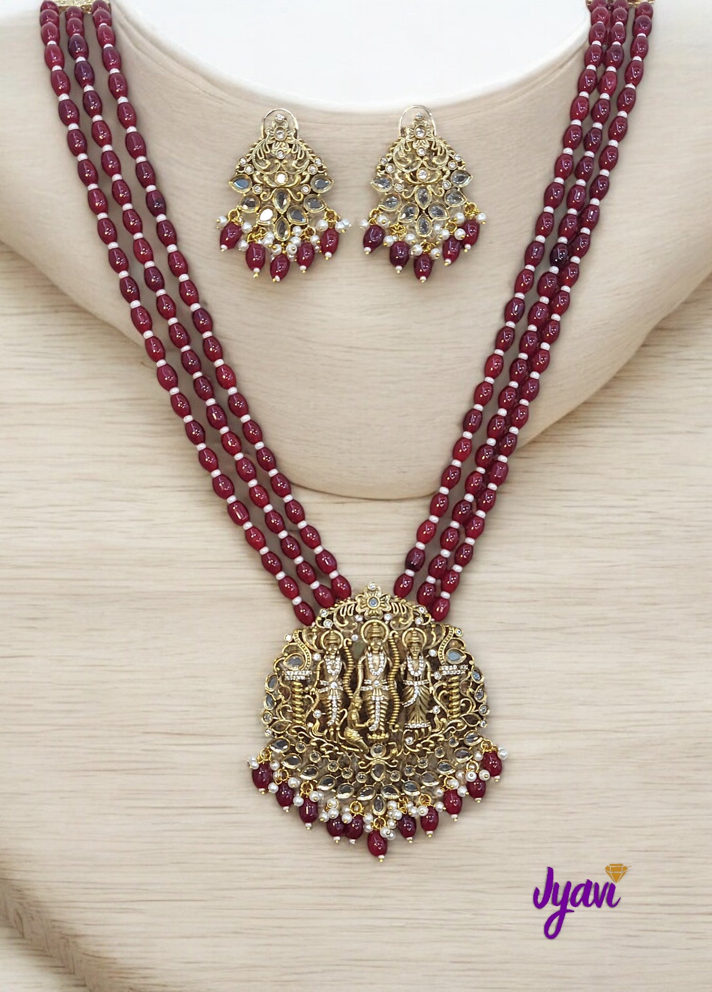 JYAVI VICTORIAN RAM DARBAR KUNDAN TEMPLE SET