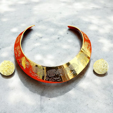 GOLD PLATED ELEPHANT CARVING HASLI