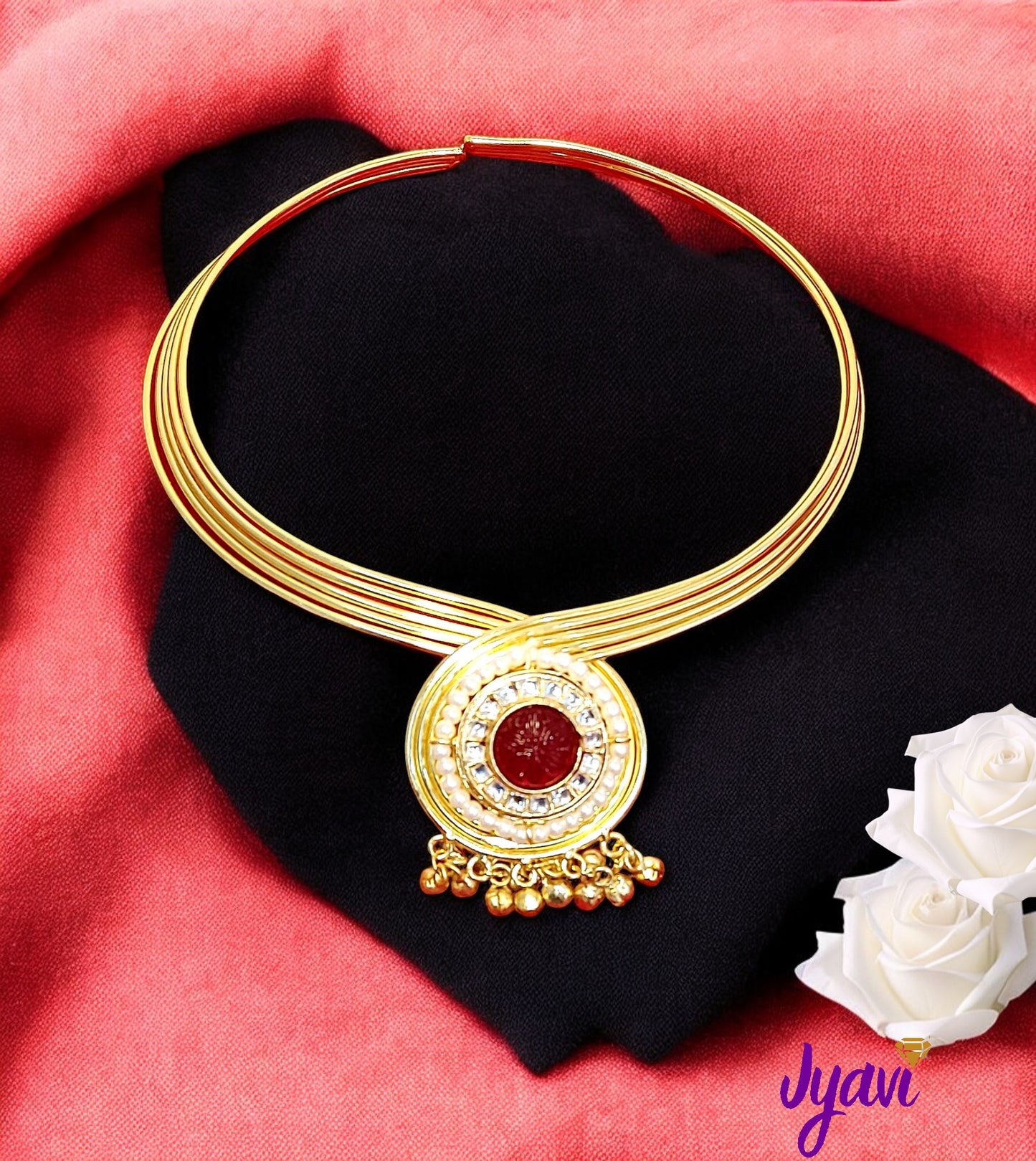 GOLD PLATED HANDCRAFTED MONALISA STONE STATEMENT HASLI