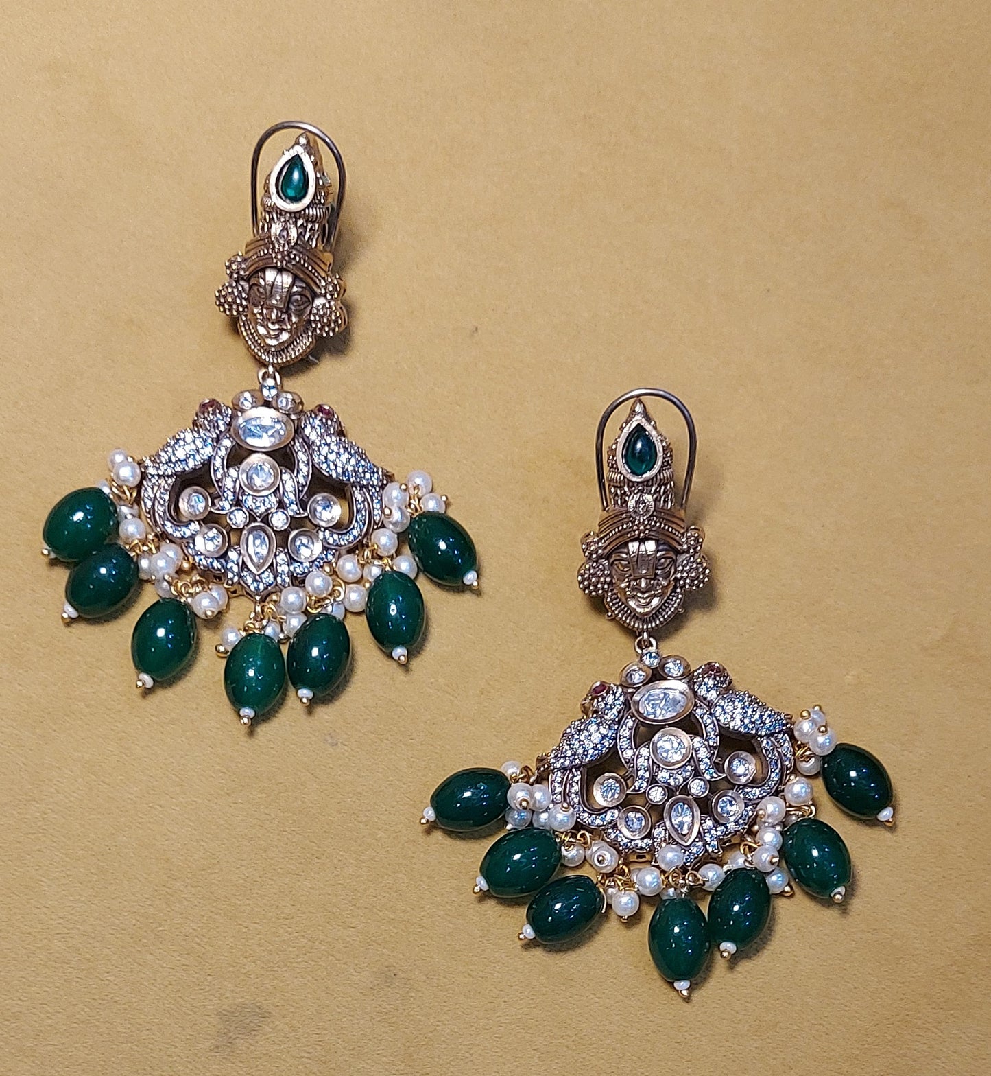 JYAVI VICTORIAN TIRUPATI POLKI KUNDAN TEMPLE SET