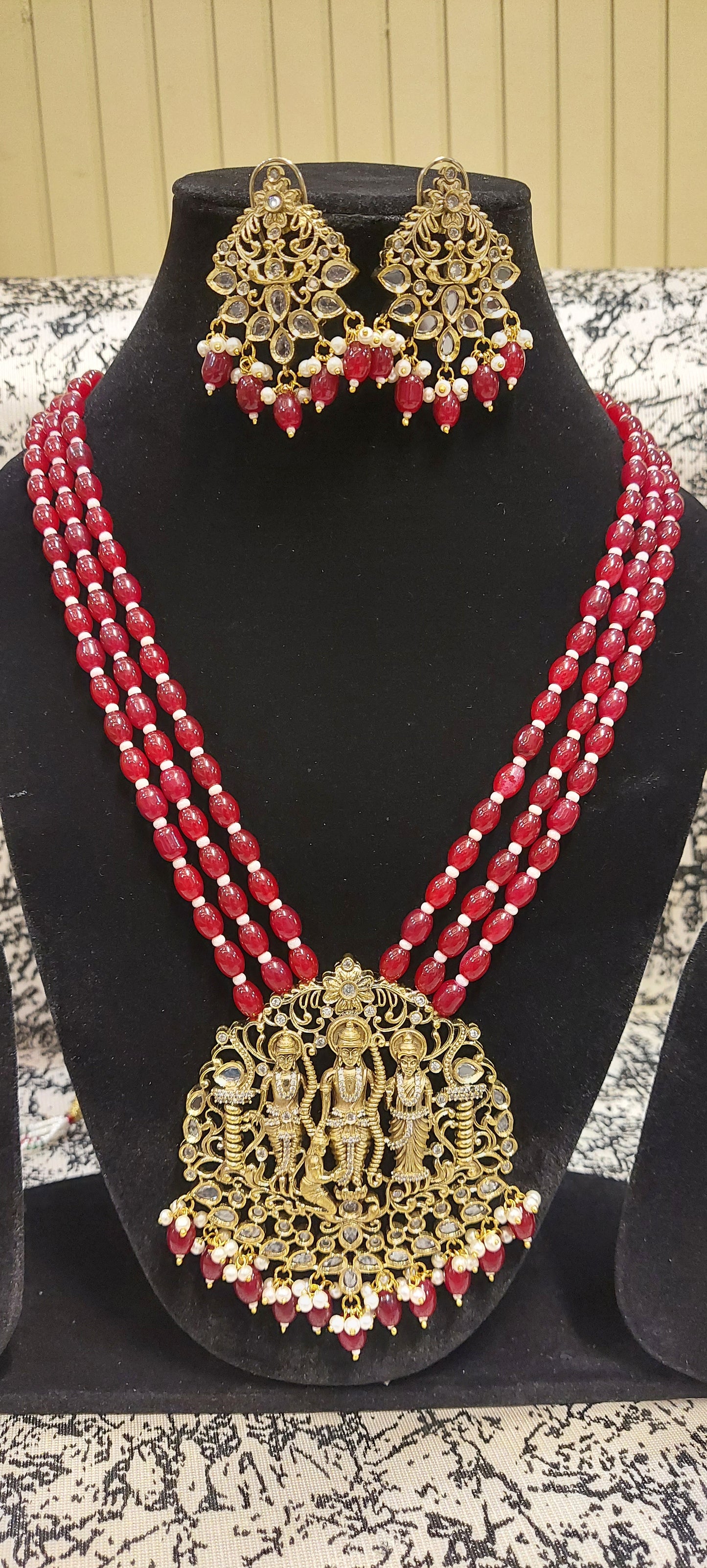 JYAVI VICTORIAN RAM DARBAR KUNDAN TEMPLE SET