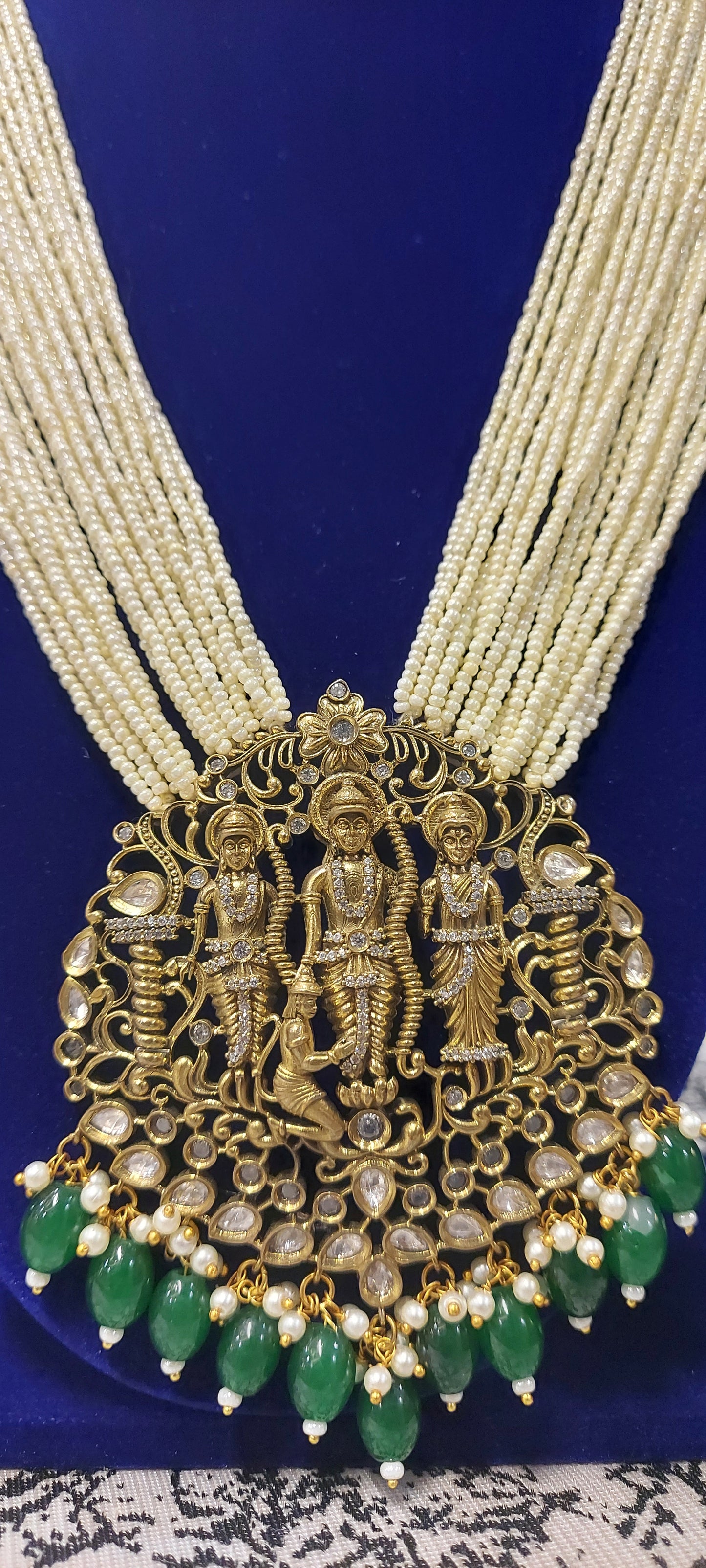 JYAVI VICTORIAN RAM DARBAR KUNDAN TEMPLE PEARL SET