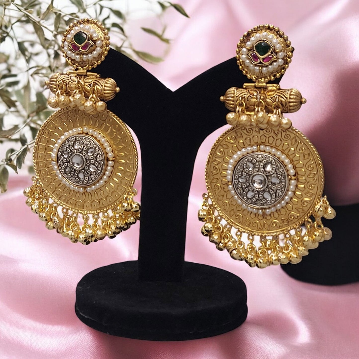 HANDCRAFTED GOLD-PLATED FUSION STATEMENT EARRINGS