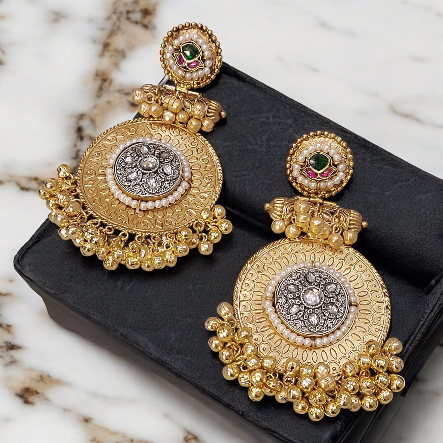 HANDCRAFTED GOLD-PLATED FUSION STATEMENT EARRINGS