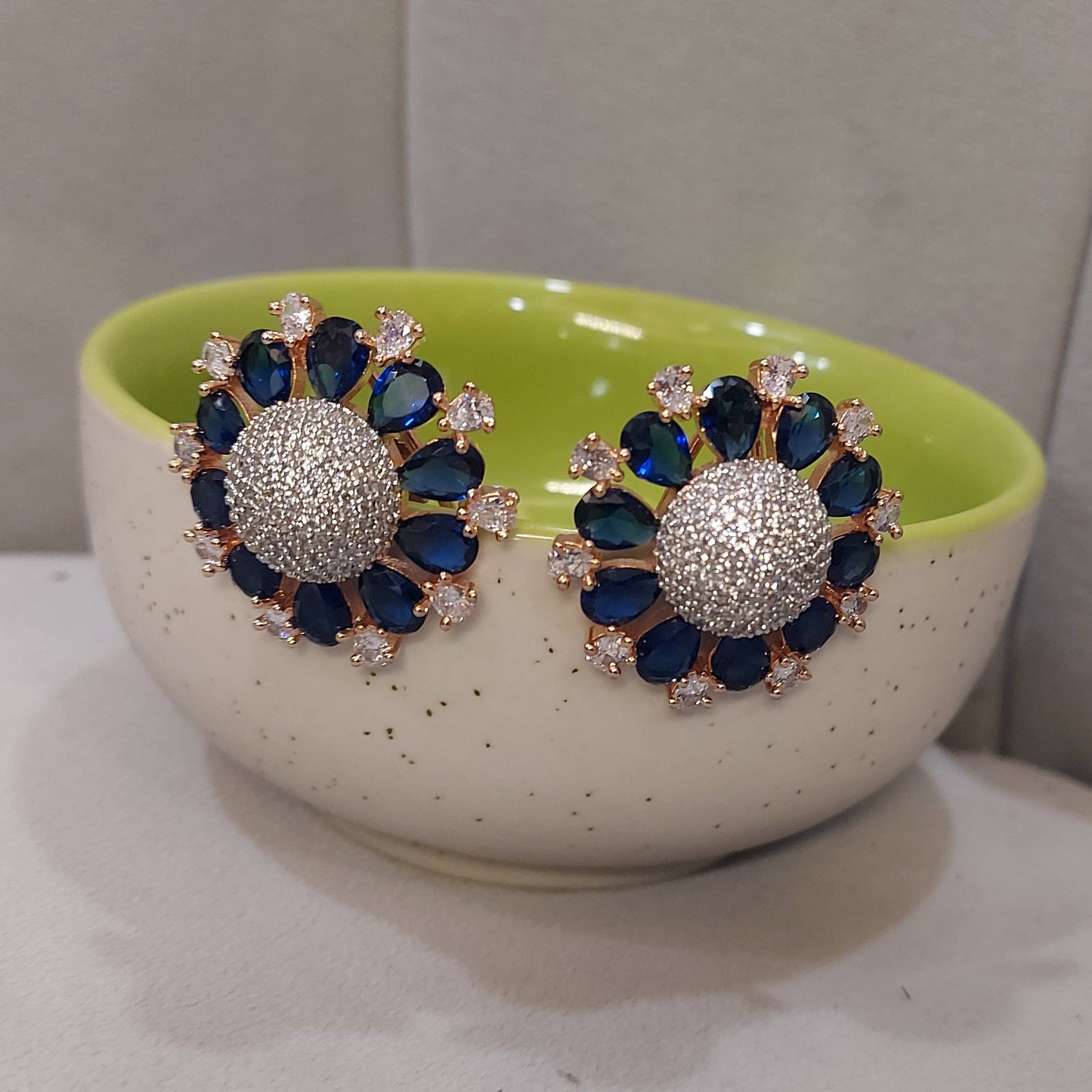 BLUE DIAMOND STUDDED EARRINGS