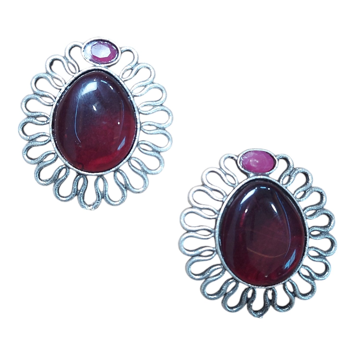 MONALISA STONE RUBY RED ROYAL STUD EARRINGS