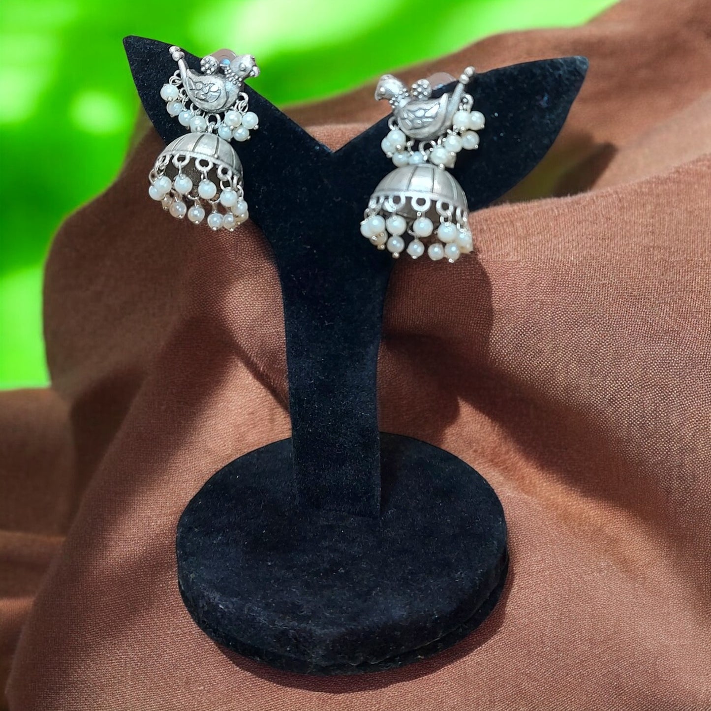 925 STERLING SILVER PARROT JHUMKA EARRINGS