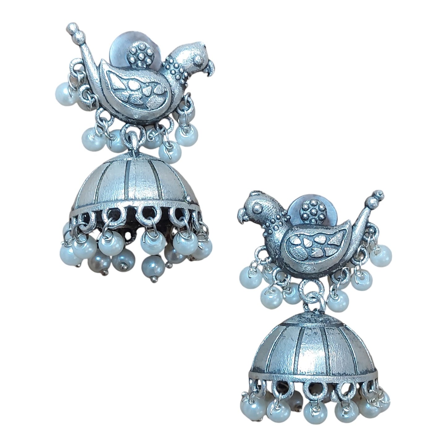 925 STERLING SILVER PARROT JHUMKA EARRINGS