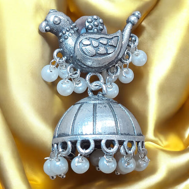 925 STERLING SILVER PARROT JHUMKA EARRINGS