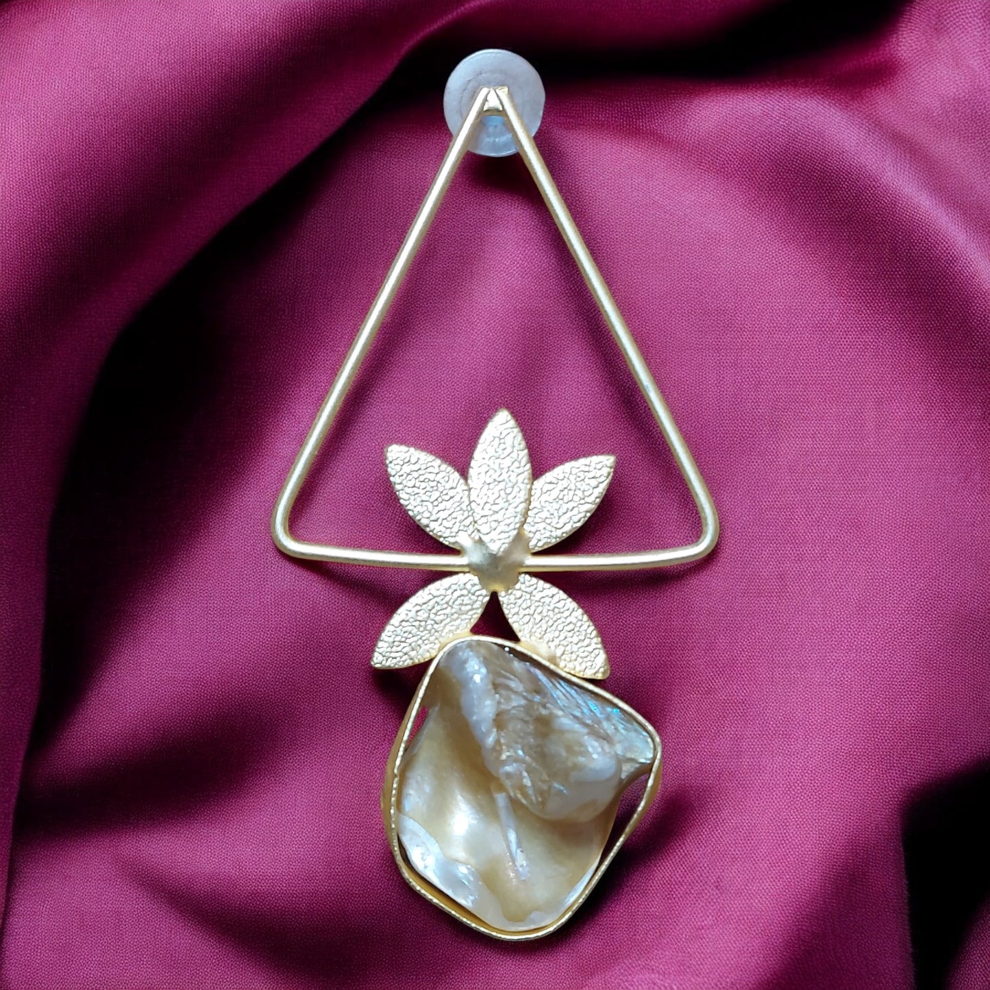 LOTUS TRIANGLE MOTHER OF PEARL EARRINGS