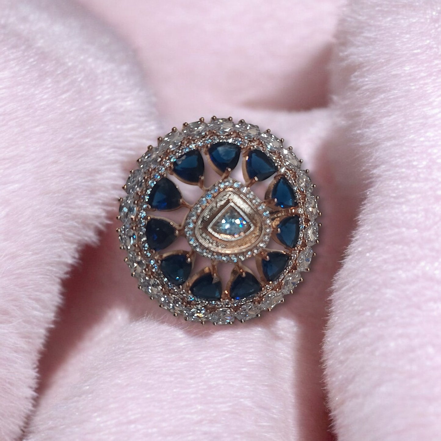 ADJUSTABLE AMERICAN DIAMOND MIDNIGHT ROSE GOLD RING