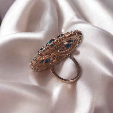 ADJUSTABLE AMERICAN DIAMOND MIDNIGHT ROSE GOLD RING