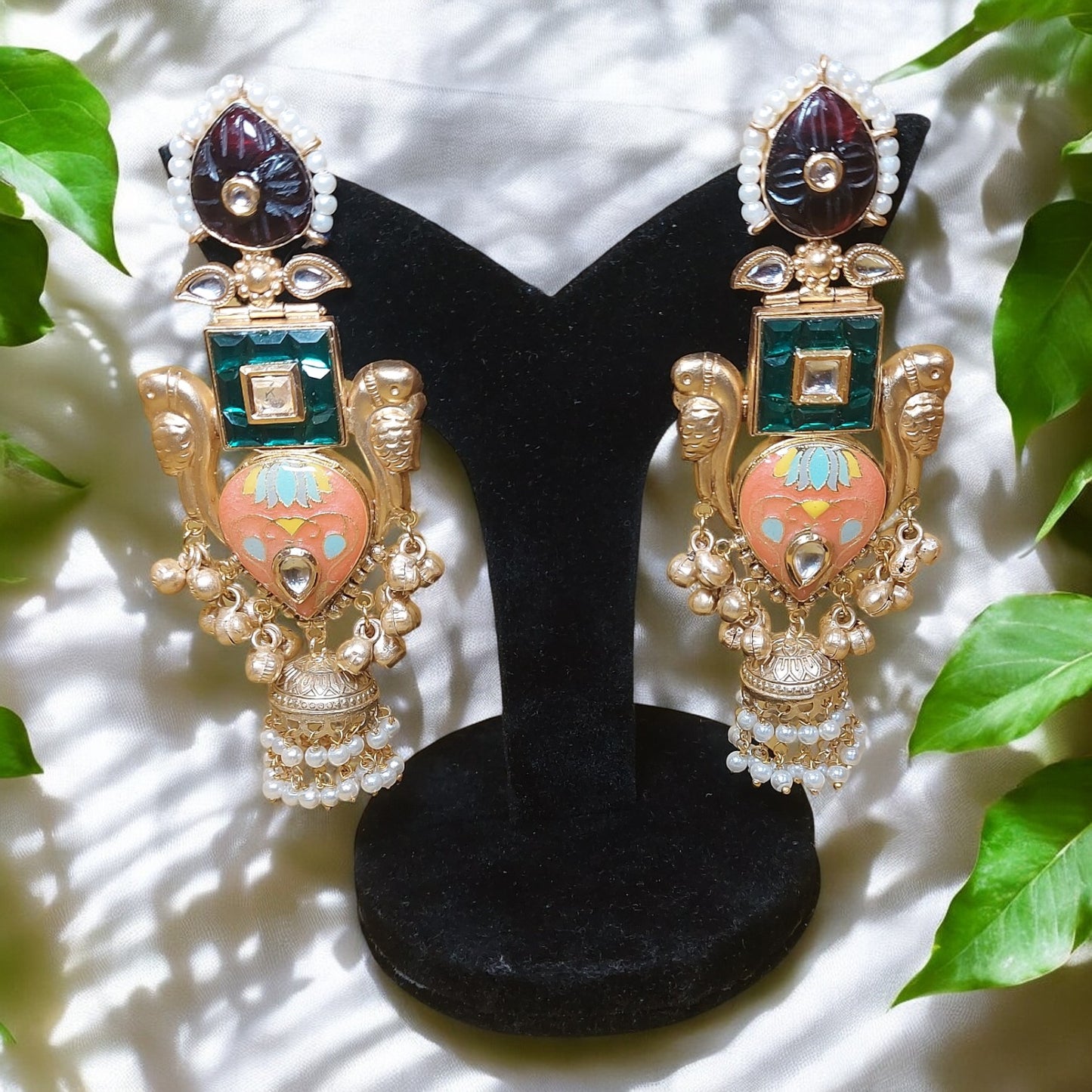 HANDCRAFTED GOLD-PLATED FUSION STATEMENT EARRINGS