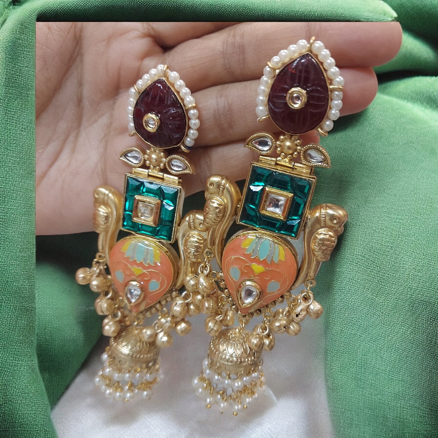 HANDCRAFTED GOLD-PLATED FUSION STATEMENT EARRINGS