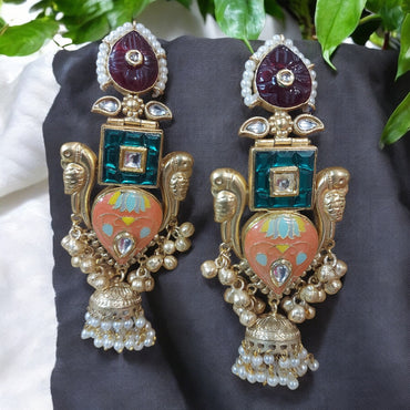 HANDCRAFTED GOLD-PLATED FUSION STATEMENT EARRINGS