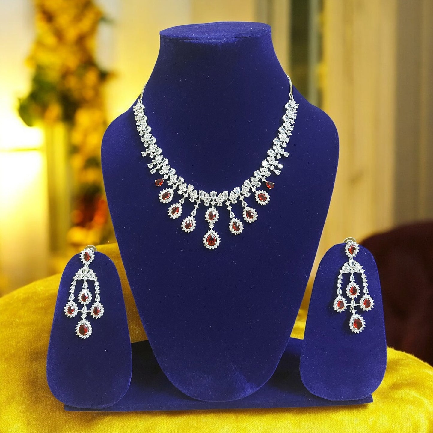 RED AMERICAN DIAMOND ROYAL NECKLACE