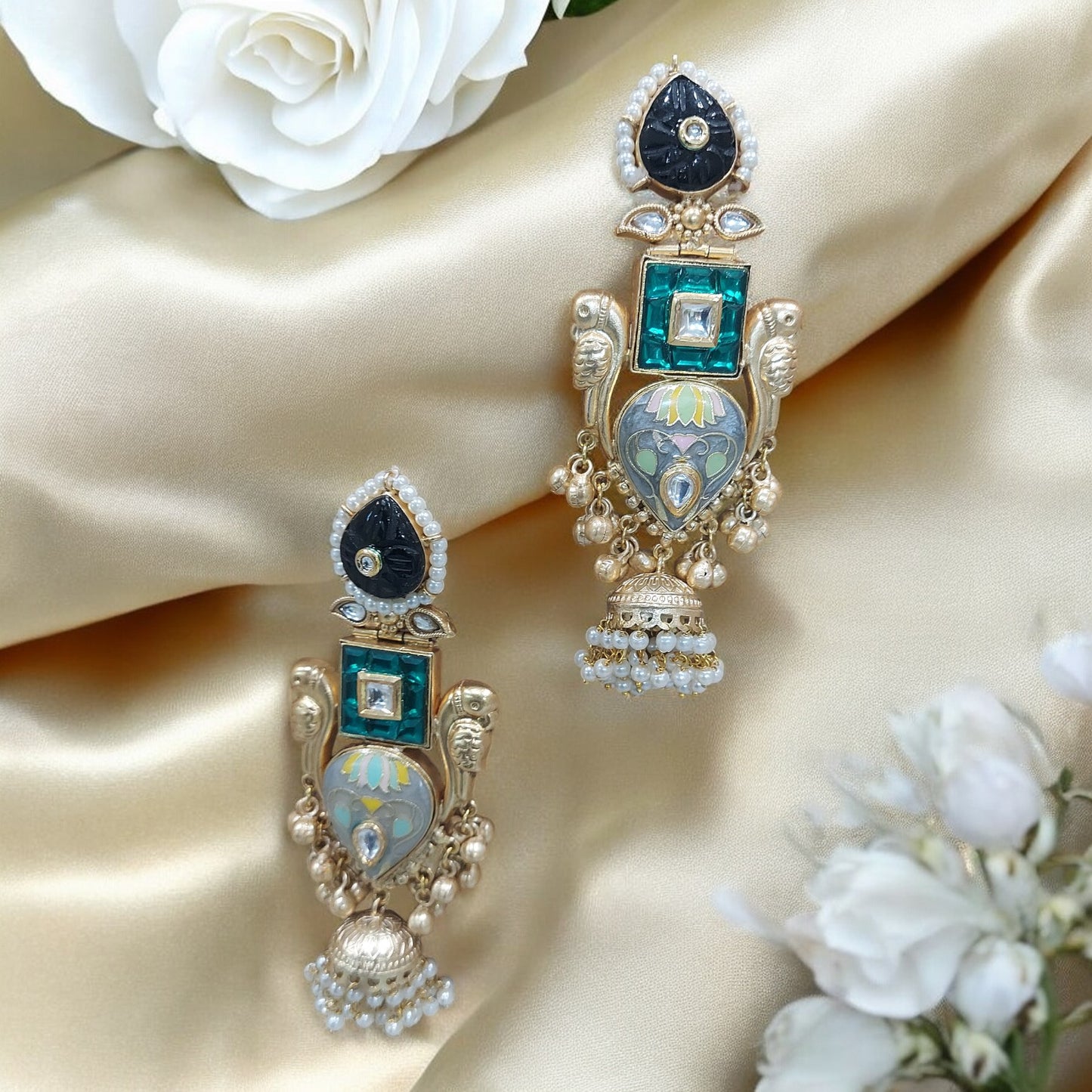 HANDCRAFTED GOLD-PLATED FUSION STATEMENT EARRINGS