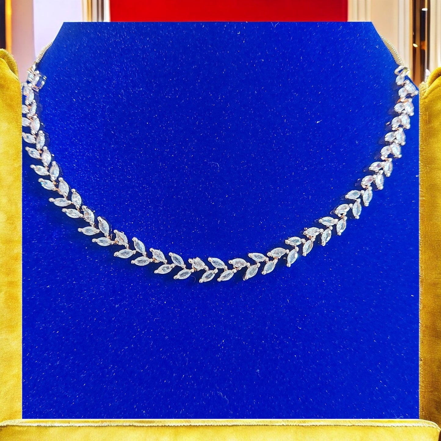 SLEEK ROSE GOLD AMERICAN DIAMOND NECKLACE SET