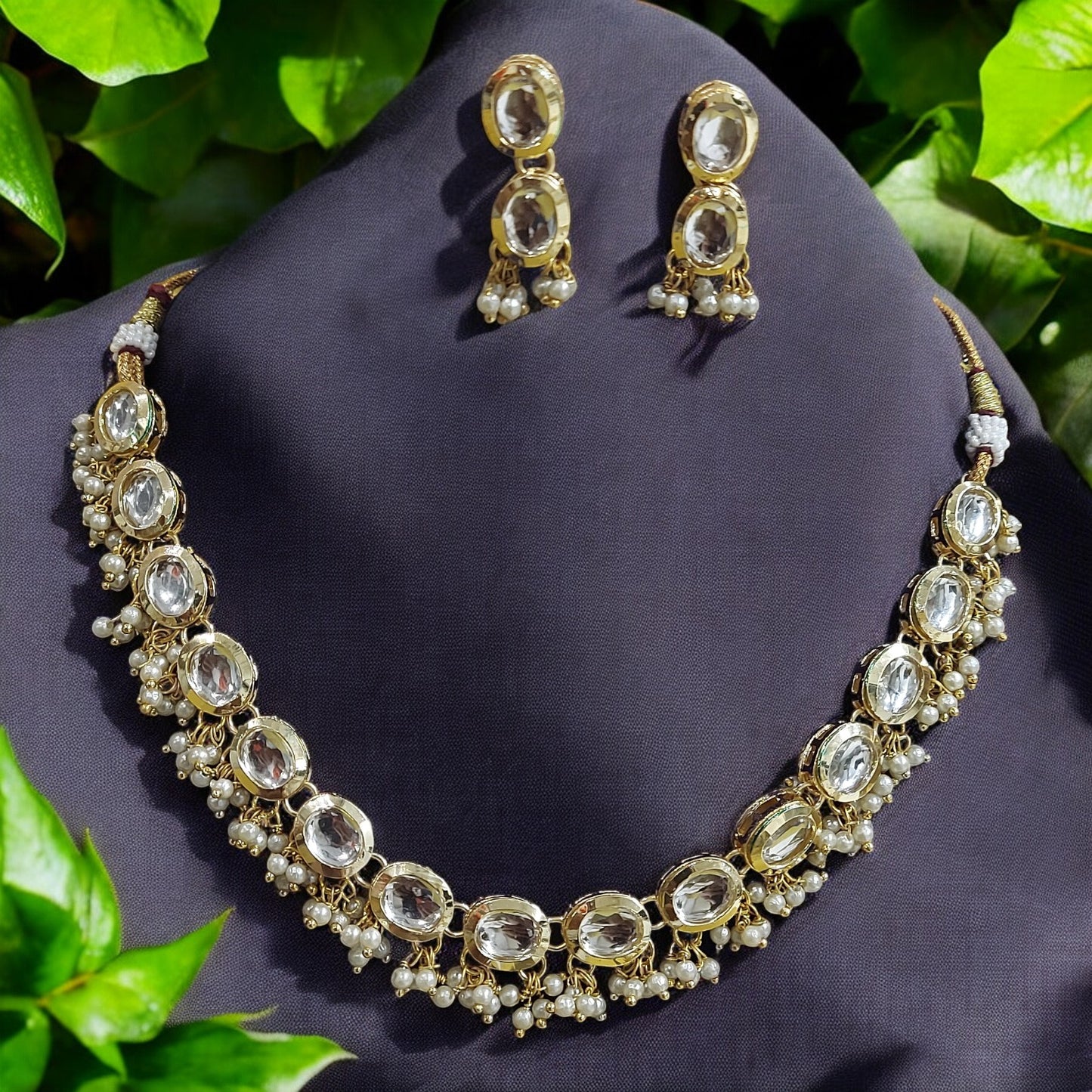 GOLD PLATED PEARL UNCUT KUNDAN CHOKER NECKLACE