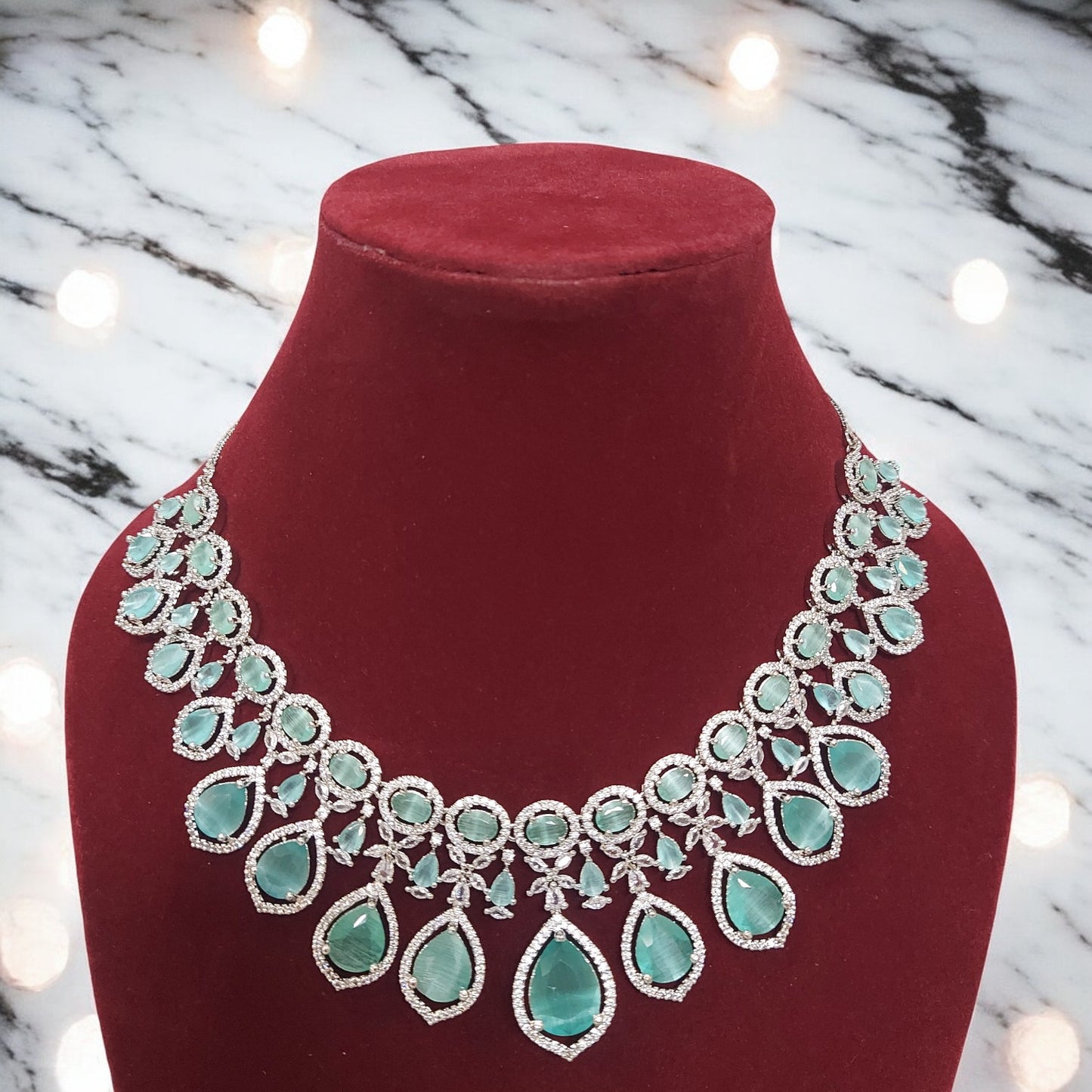 ROYAL MINT GREEN AMERICAN DIAMOND NECKLACE