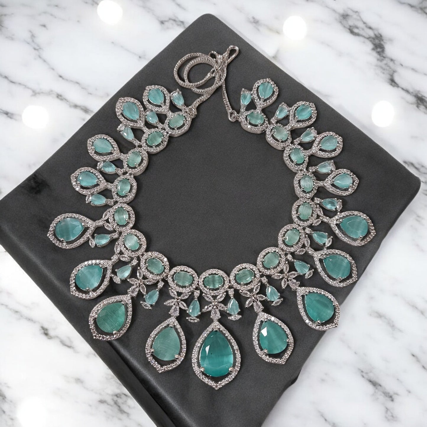 ROYAL MINT GREEN AMERICAN DIAMOND NECKLACE