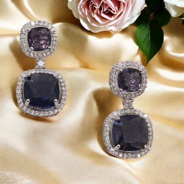 MIDNIGHT CUBIC ZIRCONIA STUDDED NECKLACE SET