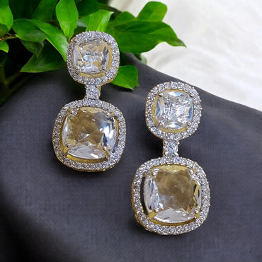 SILVER PLATED CUBIC ZIRCONIA STUDDED NECKLACE SET