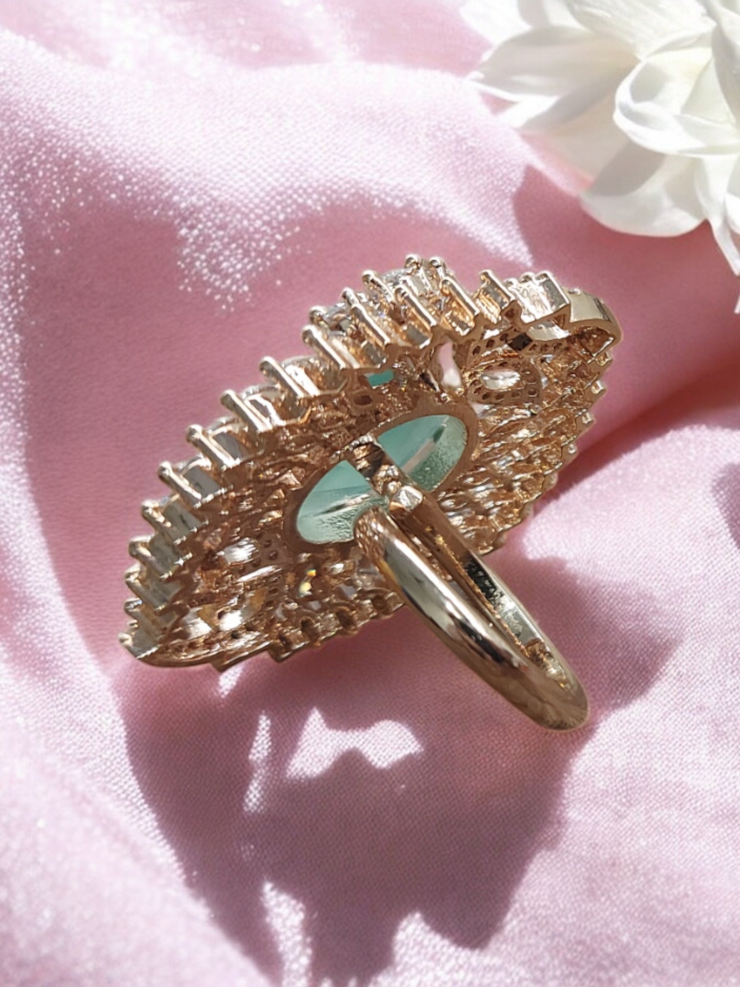 BLUE STONE AMERICAN DIAMOND BIG RING