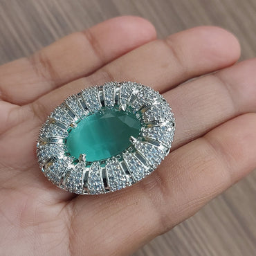 ELEGANT MINT GREEN AMERICAN DIAMOND RING