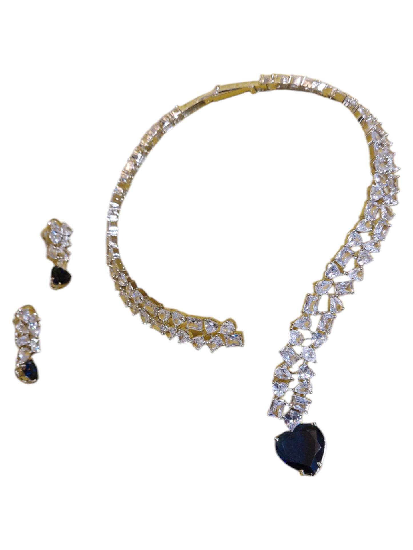 BLUE EMERALD HEART DIAMOND NECKLACE