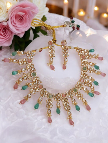 PASTEL SHADE KUNDAN HANGING NECKLACE