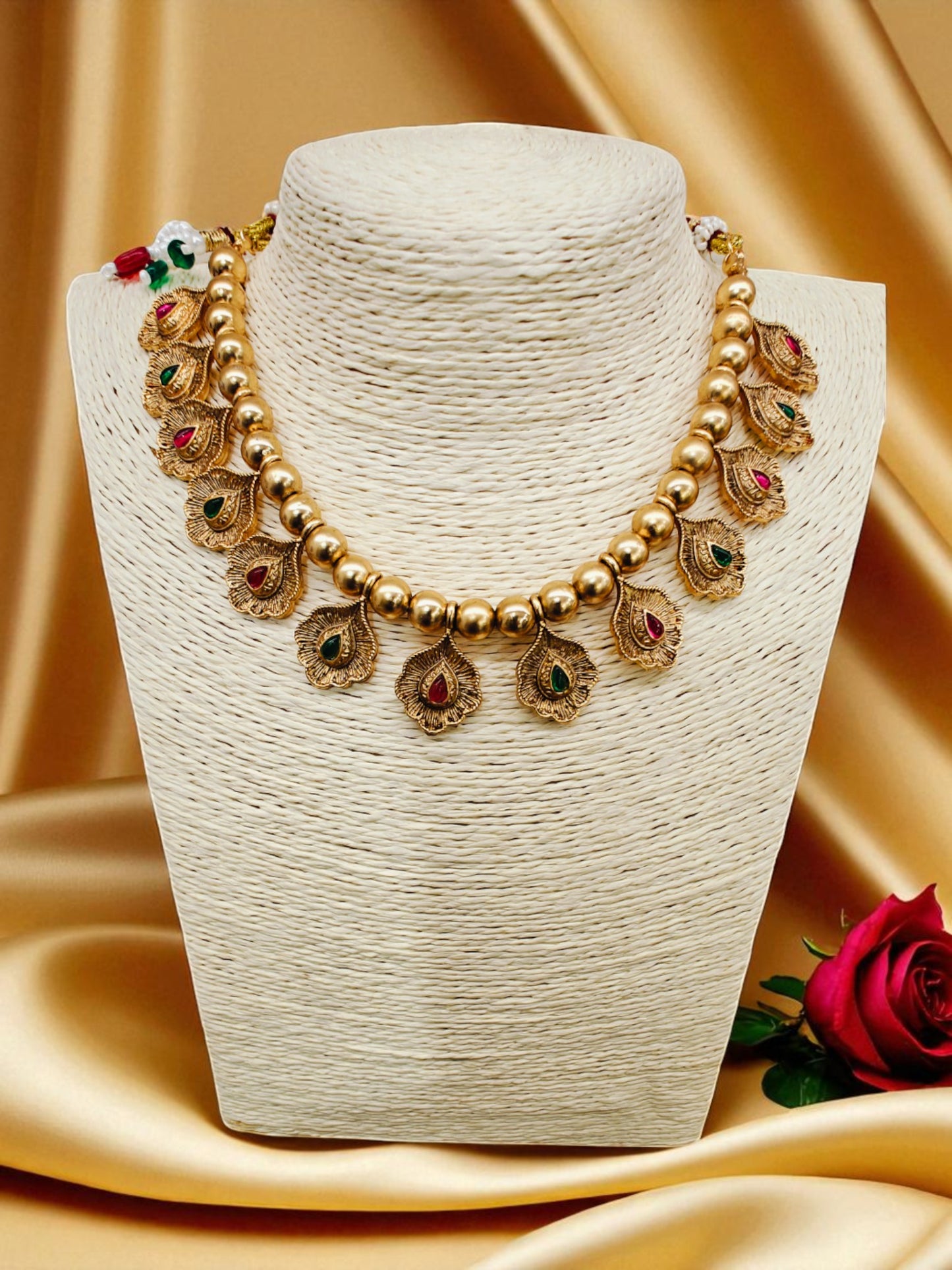 ANTIQUE GOLD PLATED RUBY NECKLACE