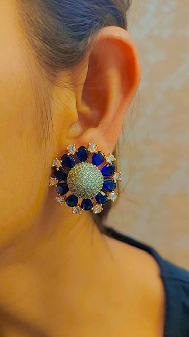 BLUE DIAMOND STUDDED EARRINGS