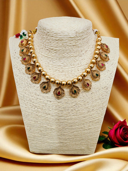 ANTIQUE GOLD PLATED RUBY NECKLACE