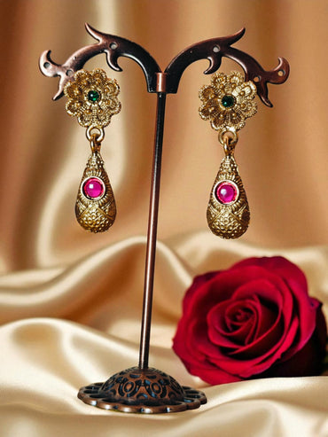 GOLD PLATED RUBY DROP NECKLACE