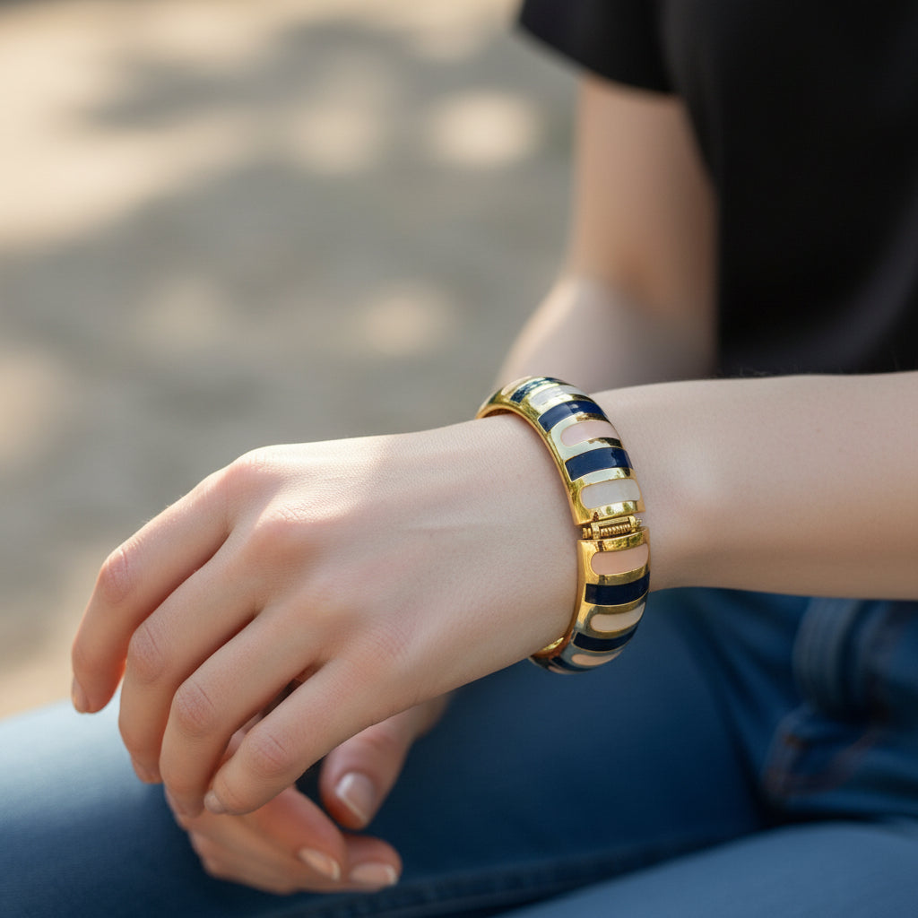 Striped Enamel Bangle